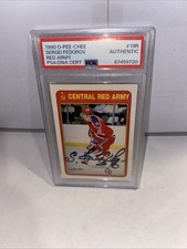 1990 O-PEE-CHEE #19R Sergei Federov Signed rookie RC Auto PSA DNA Red Army Rare
