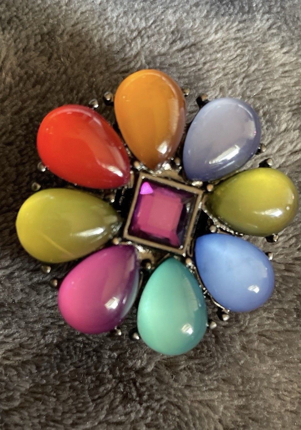 Boho Chic Ring Adjustable Multi-Color Stones Flow… - image 2