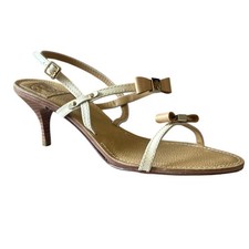 Tory Burch Kailey Bow Kitten Heel Cream Tan 10