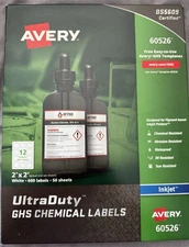 Avery Ultra Duty GHS Chemical 600 Count Labels 60526