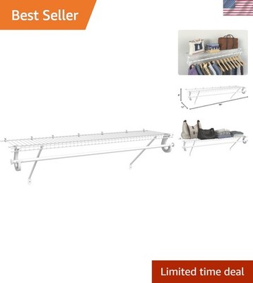 Durable 4' x 12' SuperSlide Ventilated Shelf with Closet Rod for Smart Storage