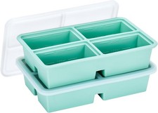 2 Pack Extra Large Soup Containers for Freezing, Silicone Cube Green
