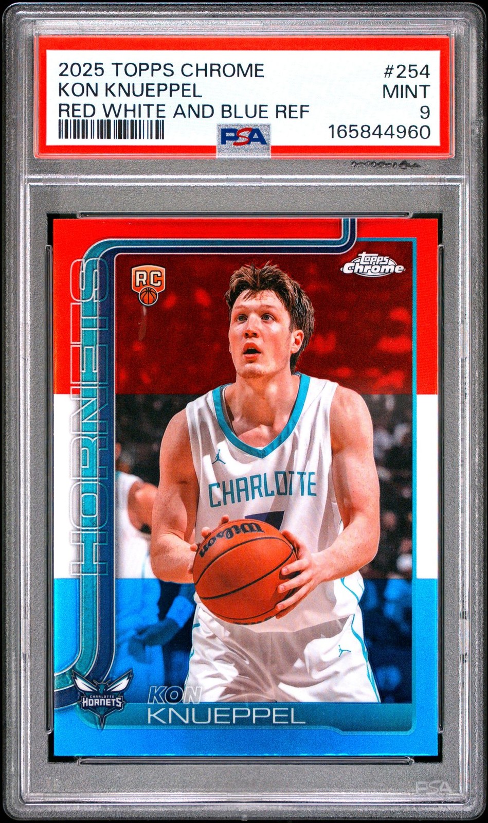 2025-26 Topps Chrome Kon Knueppel RC Red White Blue Refractor #254 PSA 9