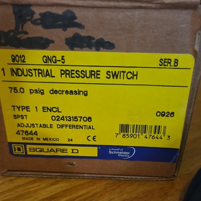 #ad Square D 9012GNG 5 Industrial Pressure Switch SPST Adj Differential Gray $159.69