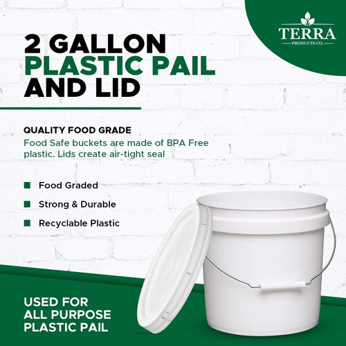 Terra Products Co. White Pails and Lids - Heavy Duty Buckets for Storage - Ec... - Picture 3 of 6