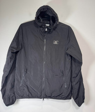 Gabicci Windbreaker Jacket Mens Small Black Lined Shell Logo Hooded Full Zip