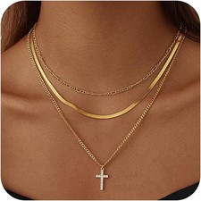 Cross Necklaces for Women Layered,14K Gold Plated - U.S Stock
