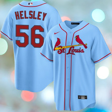 Men's Cardinals #56 Ryan Helsley Light Blue Cool Base Jersey Stitched