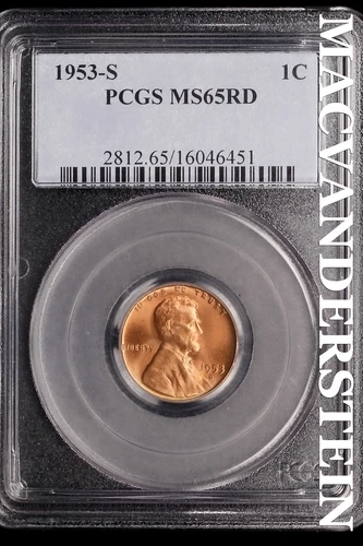1953-S Lincoln Wheat Cent-PCGS MS 65 RD Choice Gem BU No Reserve #SLL262