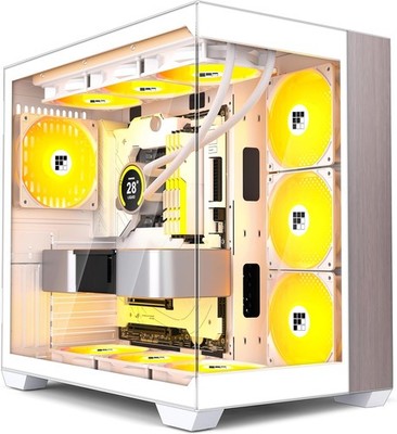 FOIFKIN F300 PC Gehäuse - Vorinstallierte 7 PWM ARGB Lüfter, ATX Mid-Tower, weiß
