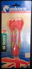 VTG 1996 English UNICORN Darts Brass Barrel Steel Tips Red