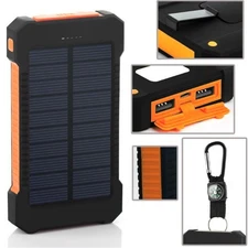 Portable Power Bank 30000mAh Solar Panel Charger w/Flashlight for Camping 2 Port