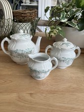 Children  s Ironstone Green Floral Tea Set