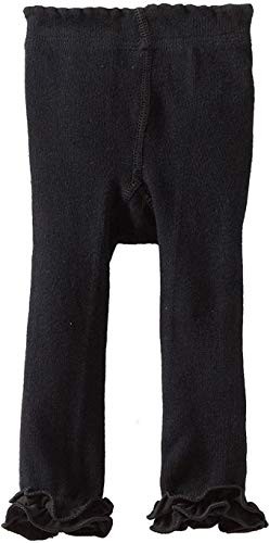 Jefferies Socks Baby-Girls Infant Pima Ruffle Footless Tight, Black, 0-6 Months