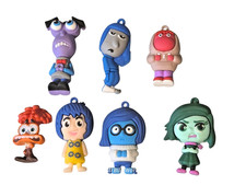 7 Disney Inside Out 1 2 Emotions 3D Character Key Chain Pendants Figures Toppers