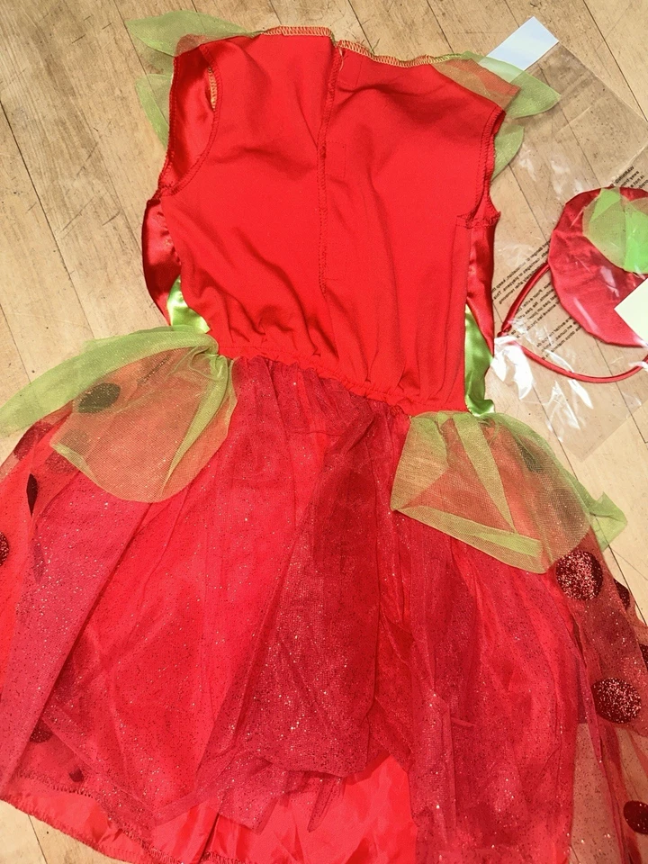 2 peças novo vestido de tule Shopkins beijo de morango e tiara fantasia de Halloween P 4-6x - Imagem 3 de 3