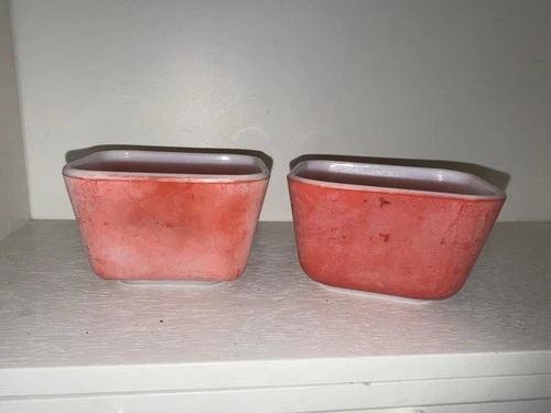 Vintage Pyrex 501 Pink Refrigerator Dishes Set of 2 No Lids AS-IS DWD