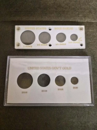 2 GOLD COIN PLASTIC HOLDERS US Gold Eagles Capital plastics 415g $50 - 1/10th