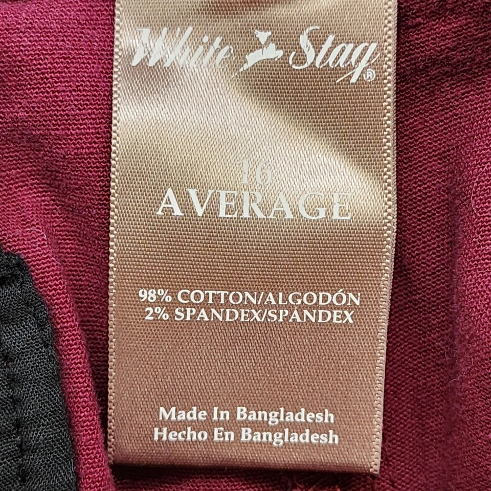 White Stag Pants Womens 16 Red Burgundy Double Button Straight Stretch Cotton - Image 4 of 4