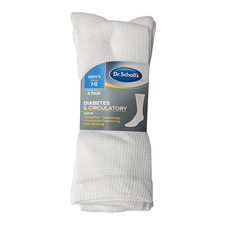 Mens DR. Scholls Diabetes Circulatory TempRITE White Crew Socks Large 4-Pair