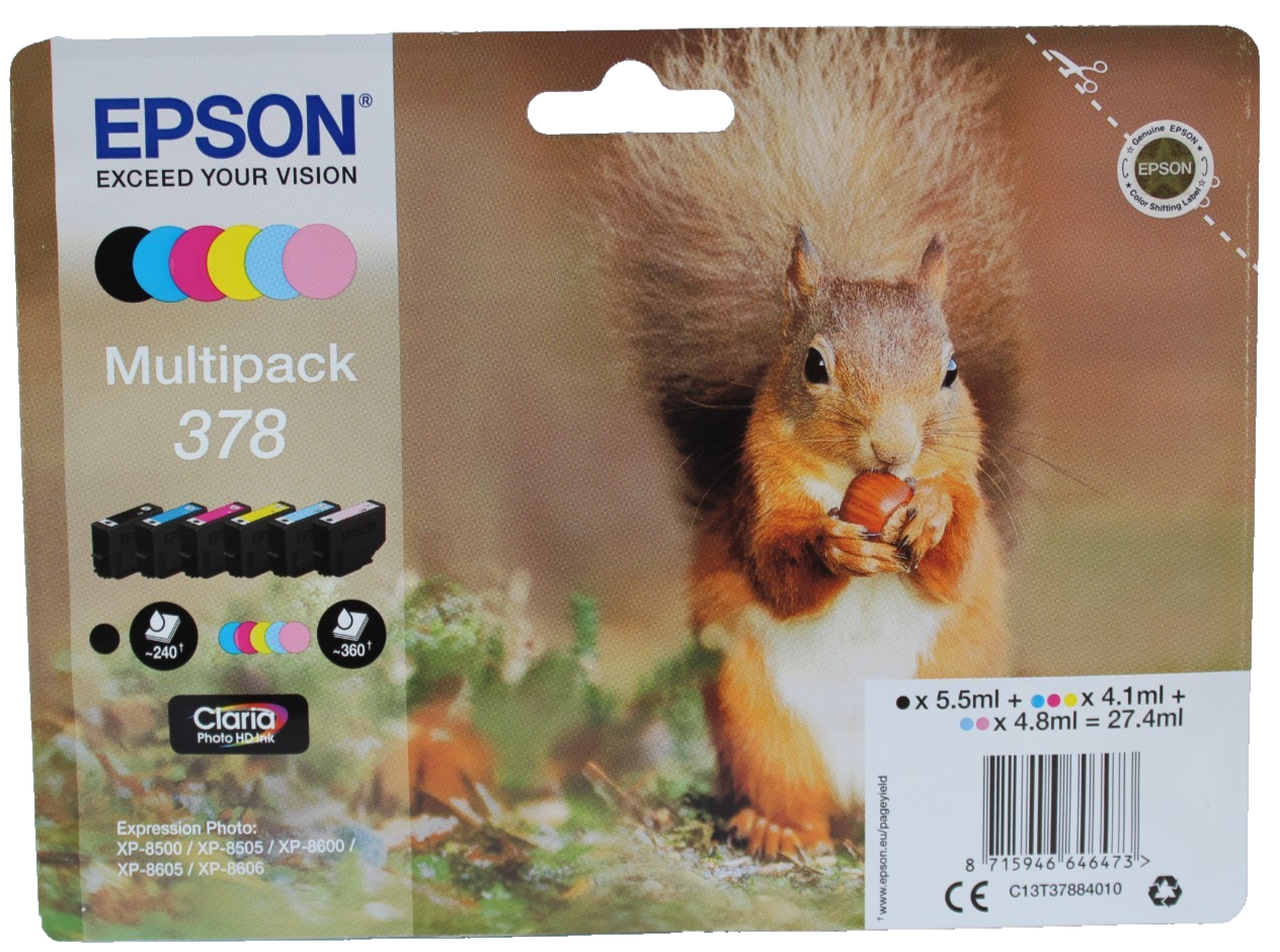 Genuine Epson 378 (SQUIRREL) Multipack Ink Cartridges - 2023