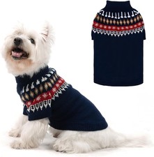EXPAWLORER Turtleneck Dog Jumper - Knitted Dog Clothes in Classic Fair Isle Pat