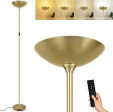 Stepless Dimmable Floor Lamp,30W 3000LM Super Bright LED Torchiere Gold 