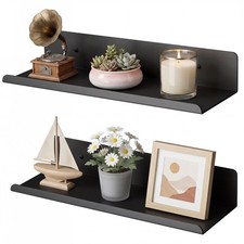 Black Floating Shelves for Wall Storage, 12 Inch Wall Shelves for Bedroom Dec...