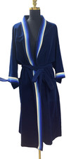 VTG Velour Robe Housecoat Vanity Fair for Him L /XL Made USA Blues  White