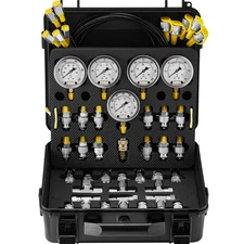 Hydraulic Pressure Test Kit 5 Gauges 13 Couplings 14 Tee Connectors 5 Hose
