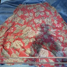 Lauren Ralph Lauren Vintage Floral Skirt Red And Tan 18W Linen Button A-Line