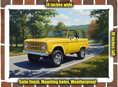 Metal Sign - 1969 Ford Bronco 6 Oil Painting - 14x10