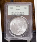 :1922-P SILVER PEACE DOLLAR FLASHY BLAST WHITE PCGS GEM BU MS65 HIGHEST GRADES
