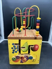 Wooden Activity Cube With Bead Maze 5 n 1 Baby Activity Cube Removable Bead Maze