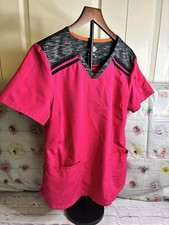 Dickies Women s Scrub Top Pink With Gray/Black On Shoulders Size Medium
