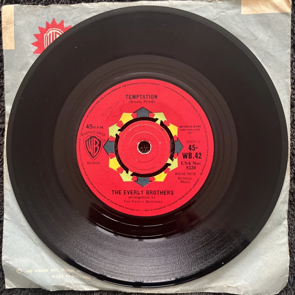 The Everly Brothers – Temptation 7'' Vinyl 1961 CLEANED/TESTED VG+ VIDEO CLIP - Image 3 of 4