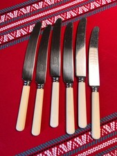 6 coltelli vintage 23 cm 9" pollici manici in finto osso S. Blaydon Sheffield Firth acciaio