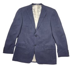 Oscar de la Renta Men Silk Blazer Jacket Sz 46L Blue Two Button Career Office