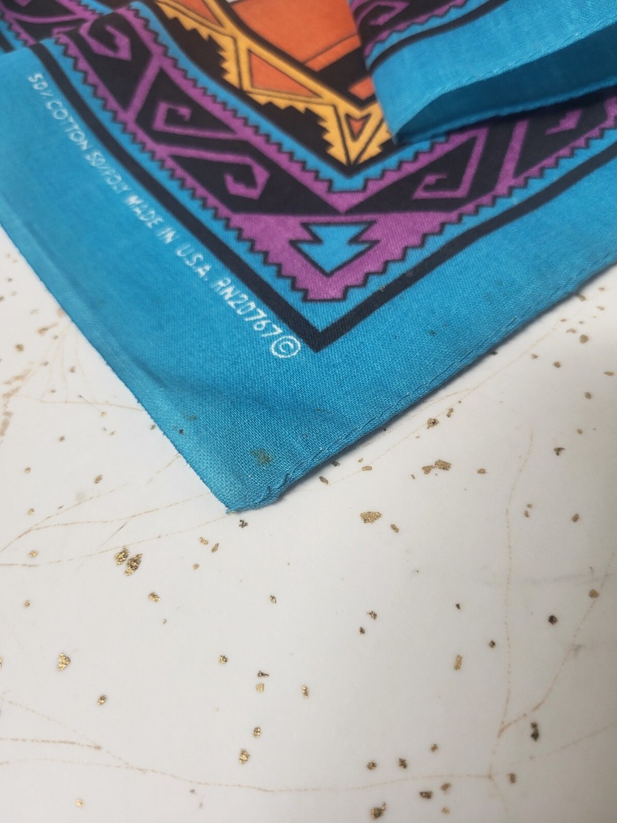 Rare Vintage Antique Teal Acqua Blue Made In USA Bandana Native American Pottery View 6