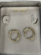 14k Yellow Gold Endless Tube Hoop Earrings 8mm