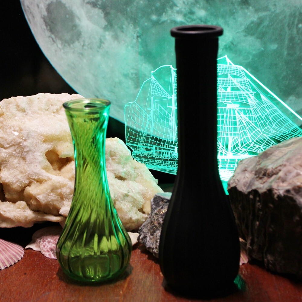 Transparent Lime Green Colored Twisted Glass Vase H = 6 Inch in