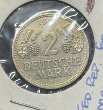 1951 F German 2 Marks Coin Great Condition High Value