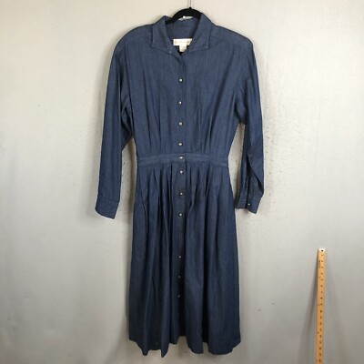 Vintage Denim Maxi Dress Womens 10 Blue Jean Western Button Front Farmhouse  | eBay