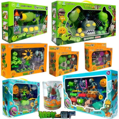Plants Vs.Zombies Kits Peashooter Toys Bucket Zombie Action Figures Box kid gift