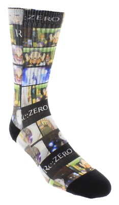 Bioworld Re:Zero Comic Page Anime Crew Socks W/ Helicase Sock Ring