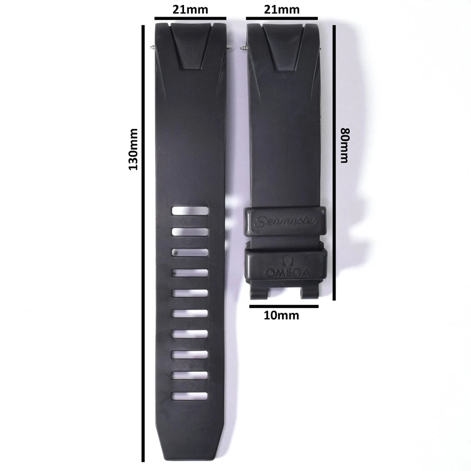 Auténtica correa de reloj Omega Seamaster de goma negra para hombre de 21 mm a 20 mm 98000087 Foto 3 de 4