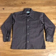 70s Kids Vintage Western Pointy Dagger Collar Button Up Shirt