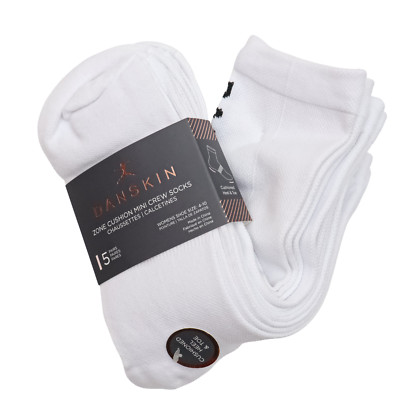 Danskin Women's Zone Cushion Mini WHITE Crew Socks 5 Pairs Size 4-10