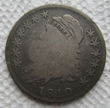 1810 Capped Bust Silver Half Dollar Rare Early Key Date Fine Detail  Cleaned