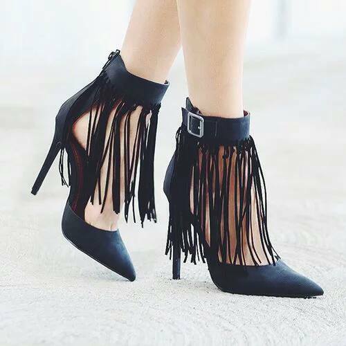 Women Buckle Slingback Tassel Stiletto 